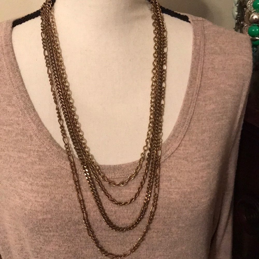 Vintage Copper and gold tone multi strand necklace. Not marked